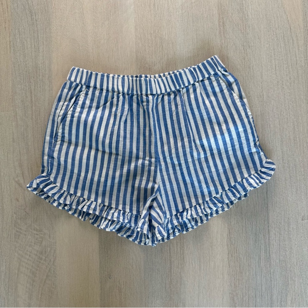 Crewcuts Blue and White Striped High Waist Shorts